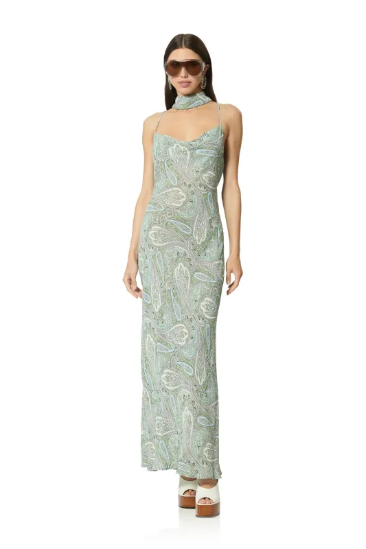 Cheryl Dress - Aqua Paisley made by AFRM