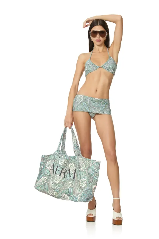 Cassis Bikini Top - Aqua Paisley made by AFRM
