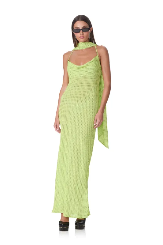 Cheryl Dress - Lime Pin Dot made by AFRM