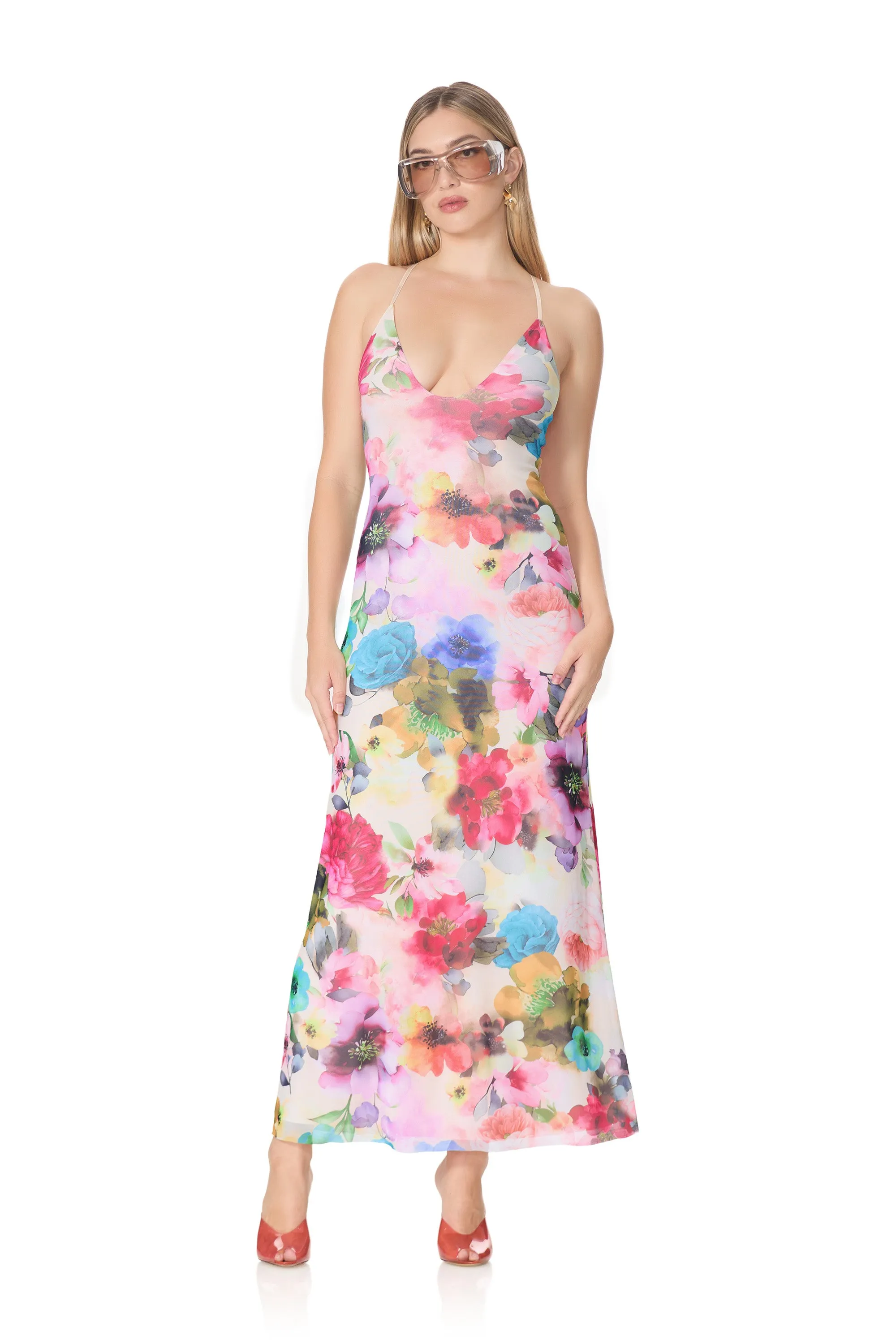Romy Dress - Watercolor Blossom sold by AFRM