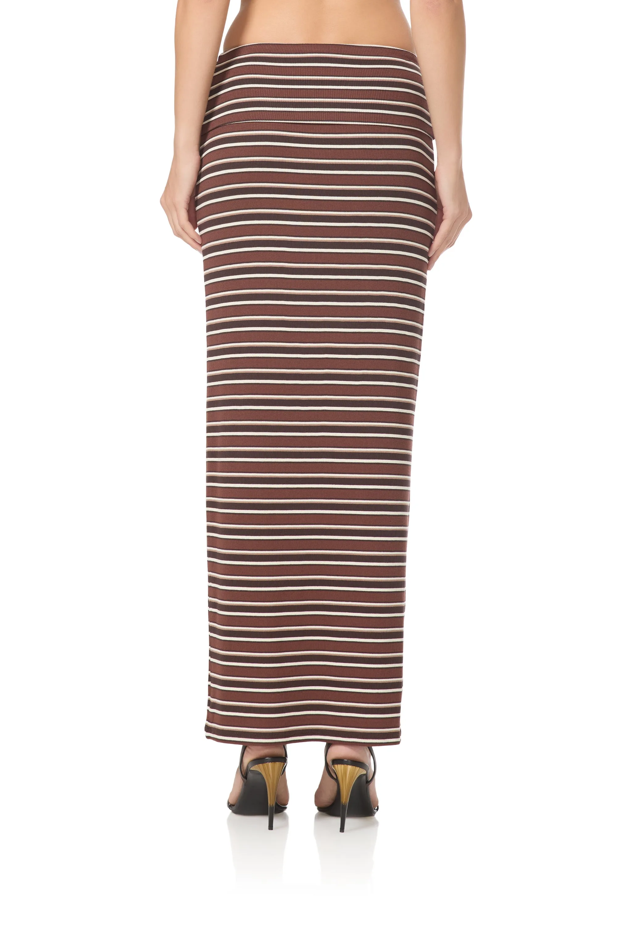 Esin Maxi Skirt - Chocolate Stripe sold by AFRM product image thumbnail 5