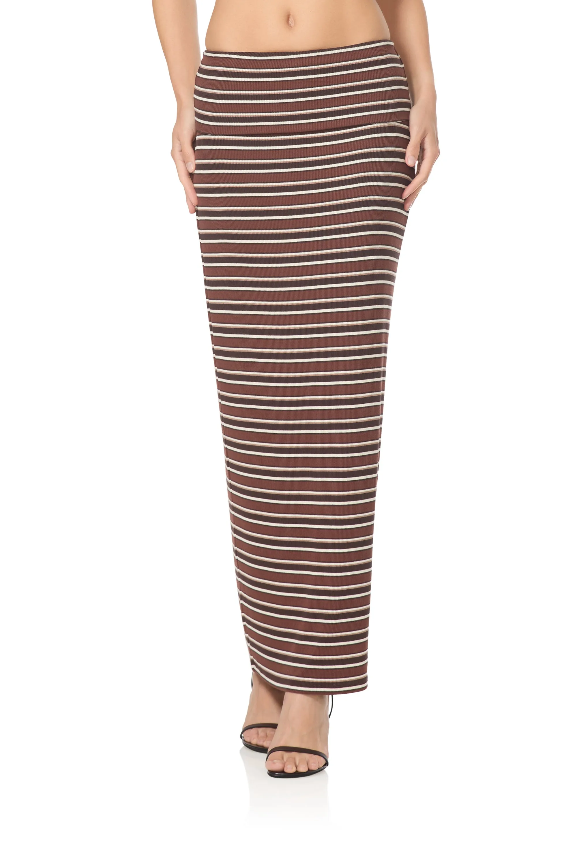 Esin Maxi Skirt - Chocolate Stripe sold by AFRM product image thumbnail 2
