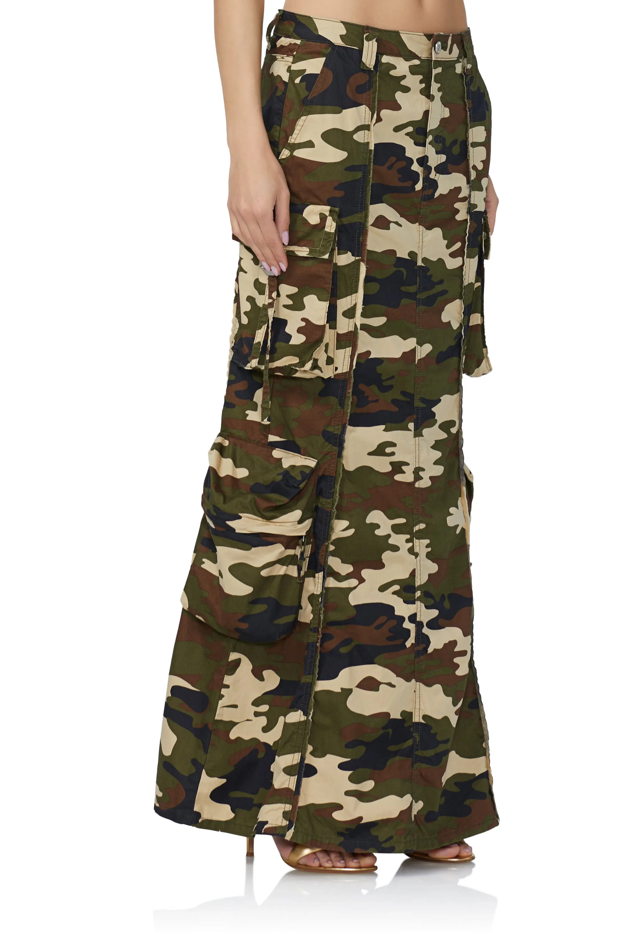 Cassie Cargo Maxi Skirt - Woodland Camo sold by AFRM product image thumbnail 3