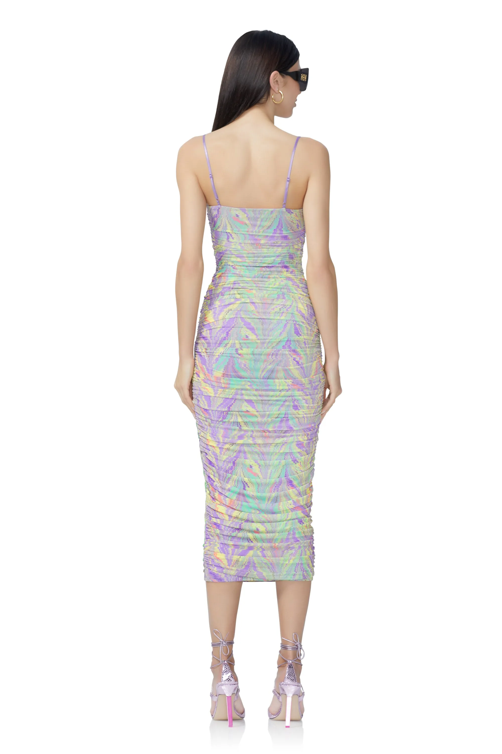 Hazel Midi Dress - Neon Citrus Swirl sold by AFRM product image thumbnail 4
