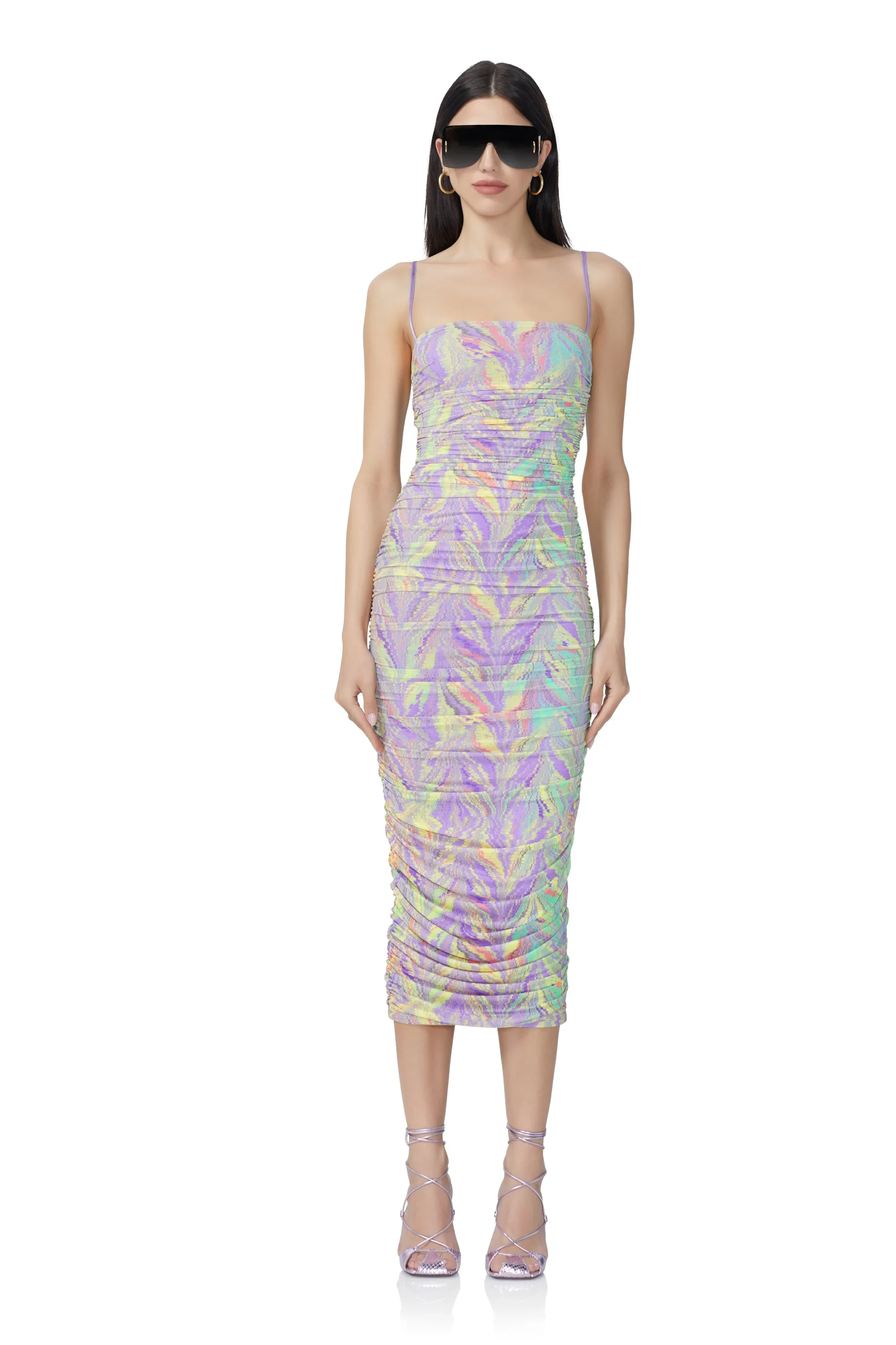 Hazel Midi Dress - Neon Citrus Swirl sold by AFRM