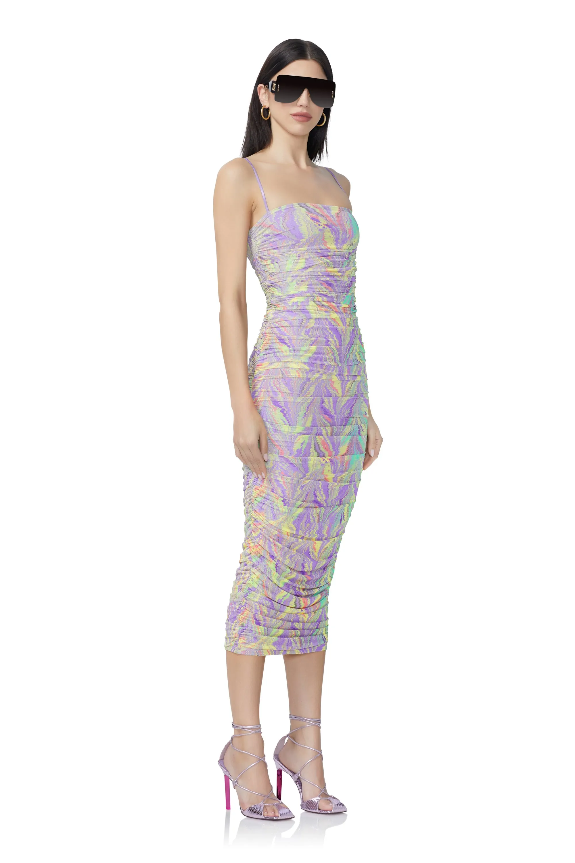 Hazel Midi Dress - Neon Citrus Swirl sold by AFRM product image thumbnail 3