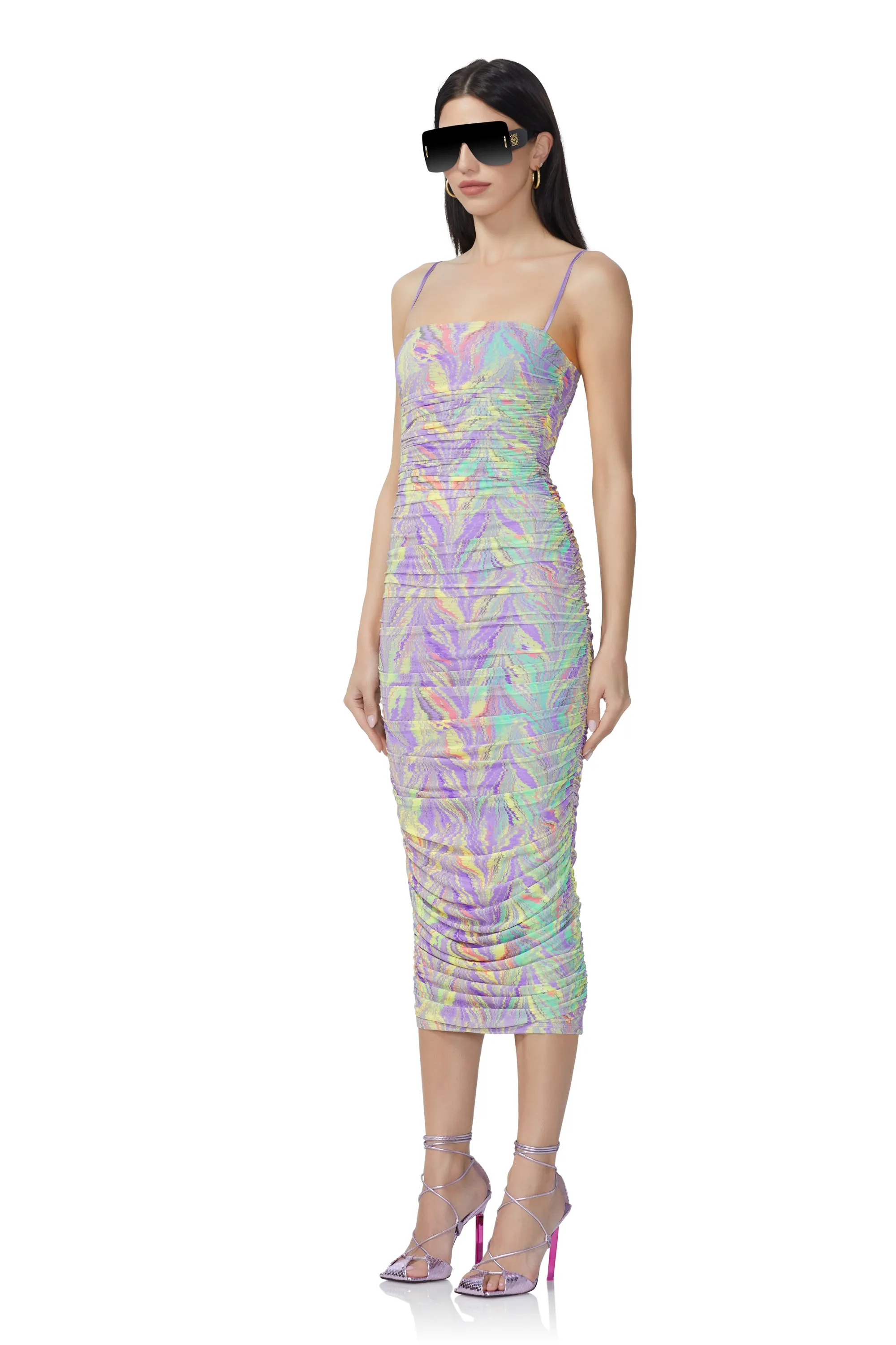 Hazel Midi Dress - Neon Citrus Swirl sold by AFRM product image thumbnail 2