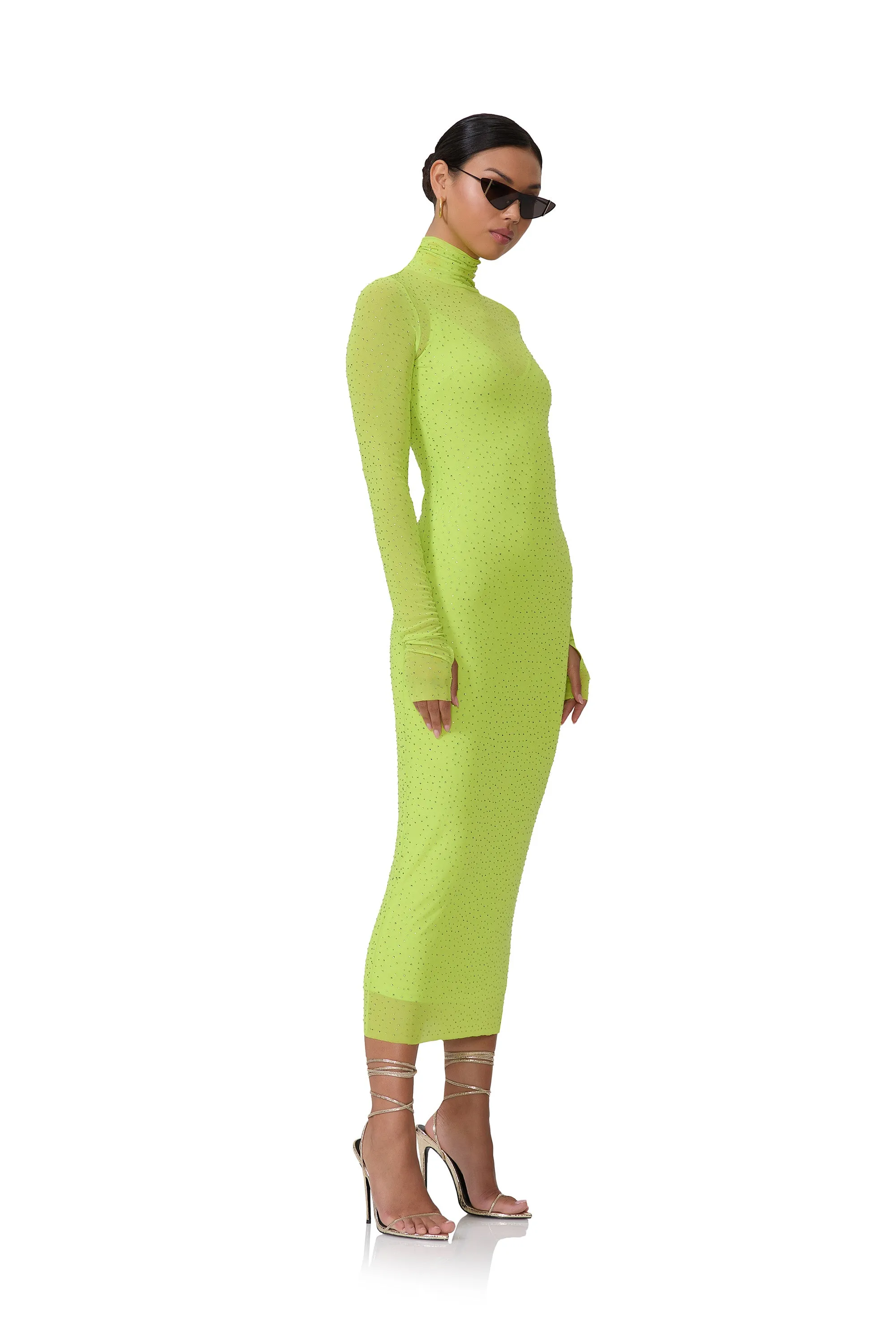 Shailene Rhinestone Dress - Lime Punch sold by AFRM product image thumbnail 3