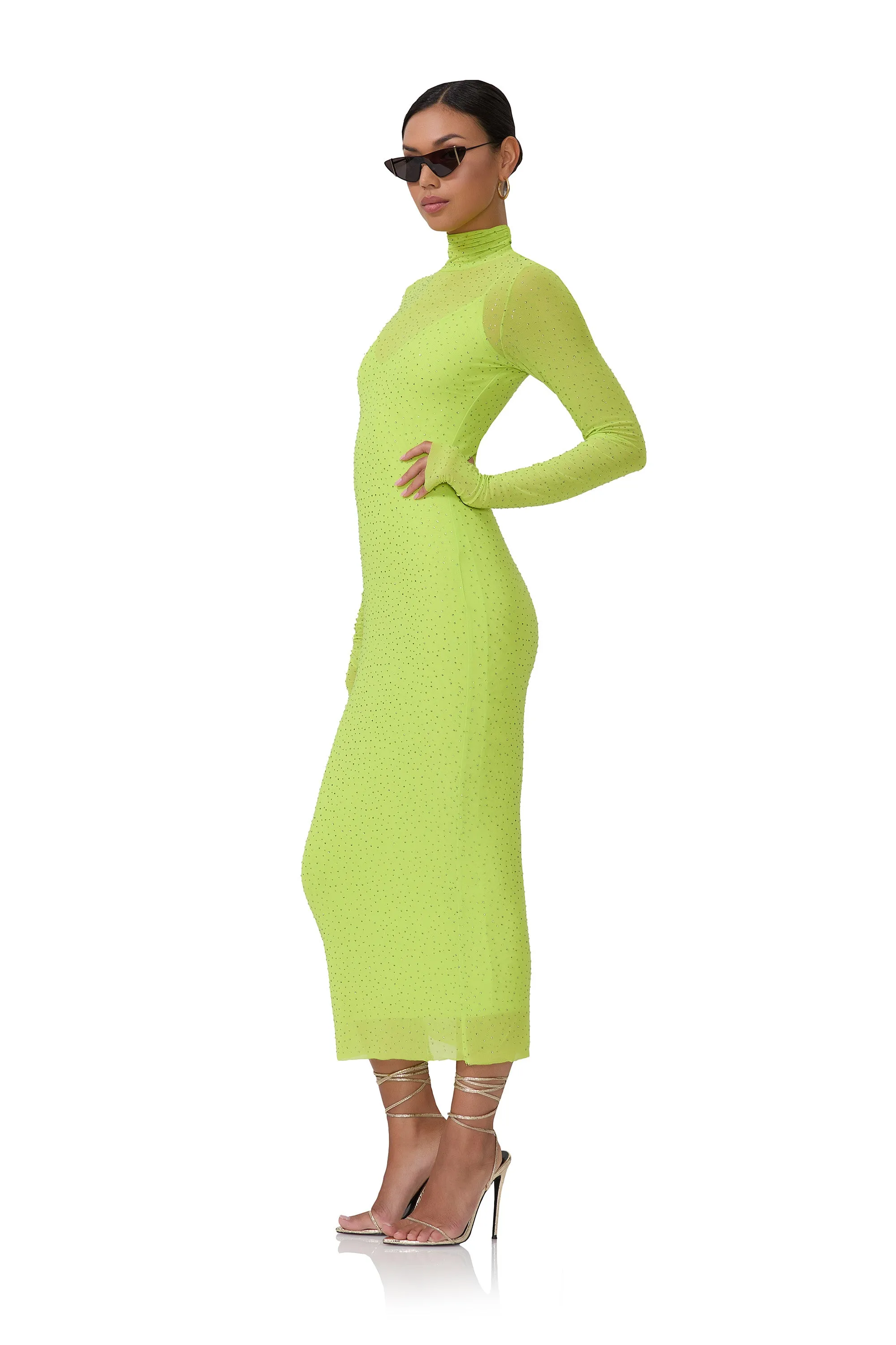 Shailene Rhinestone Dress - Lime Punch sold by AFRM product image thumbnail 2