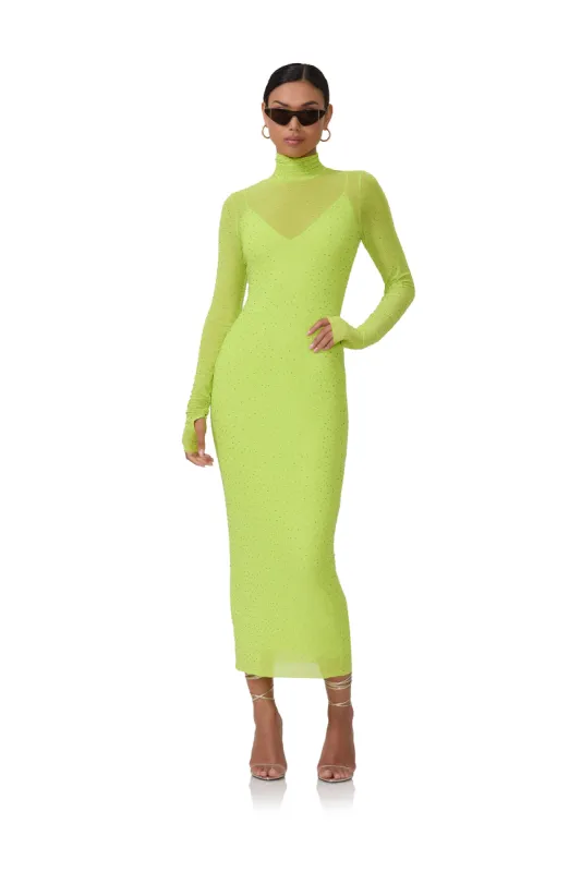 Shailene Rhinestone Dress - Lime Punch sold by AFRM