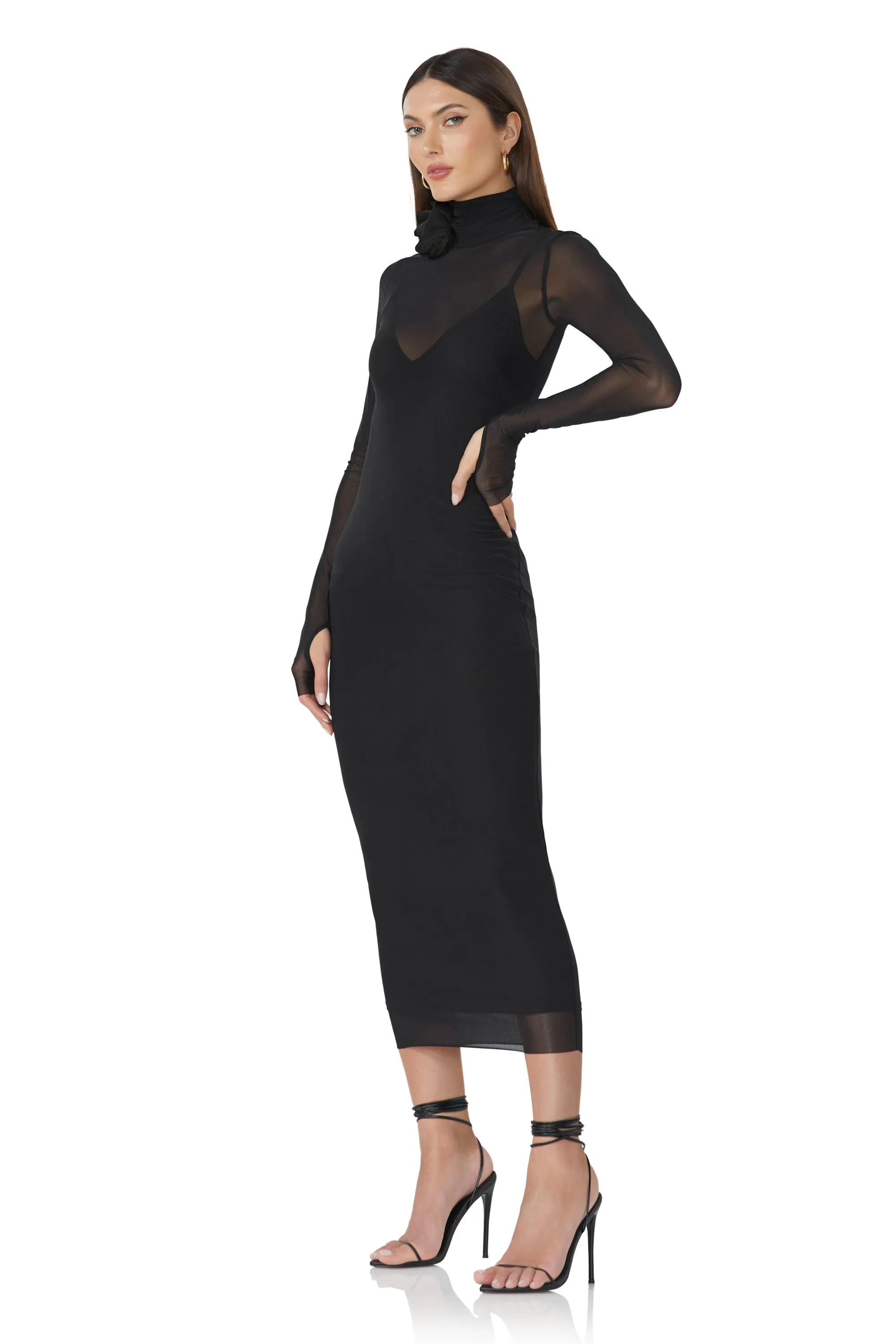 Shailene Rosette Dress - Noir sold by AFRM product image thumbnail 3