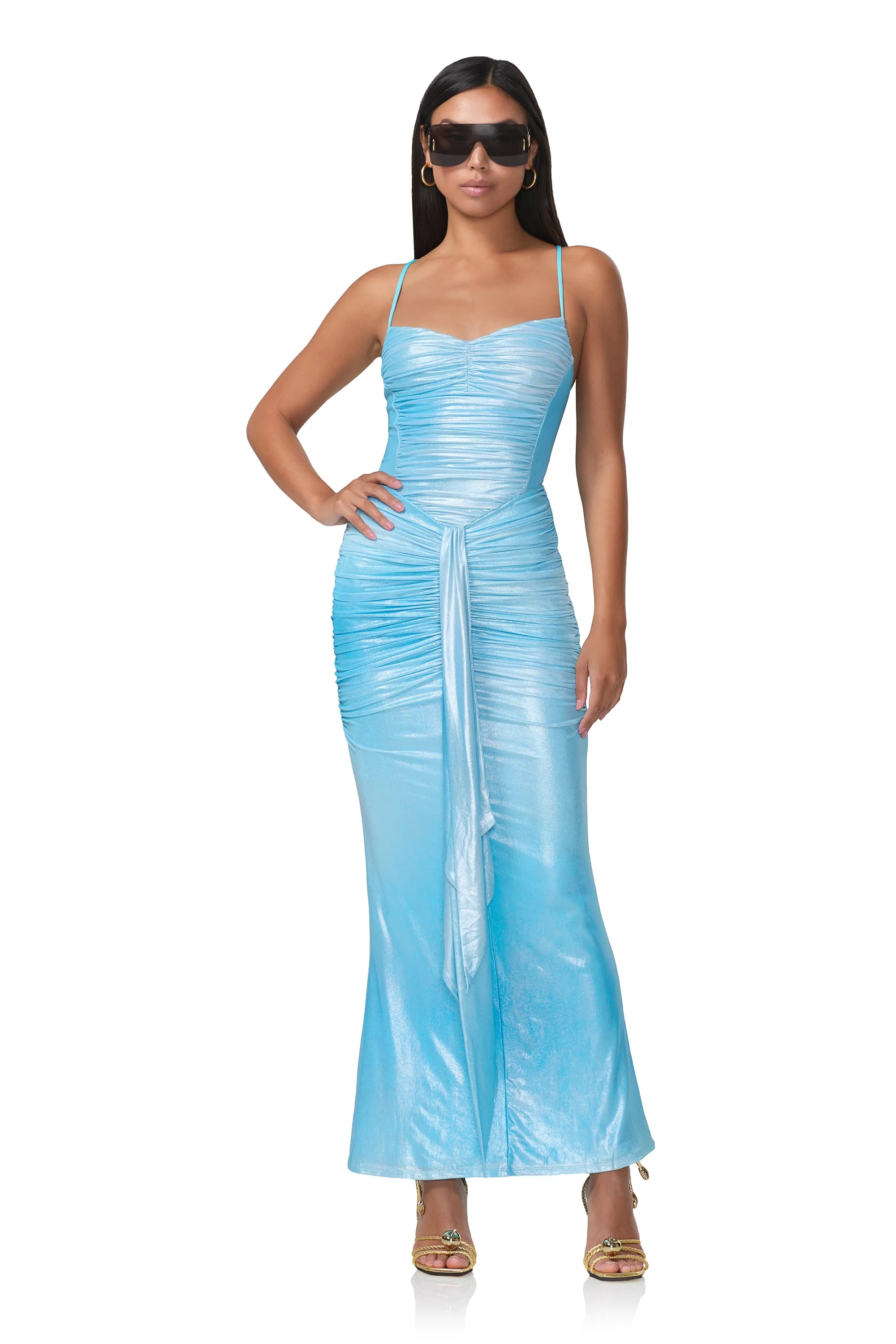 Azula Metallic Dress - Bluefish Ombre sold by AFRM