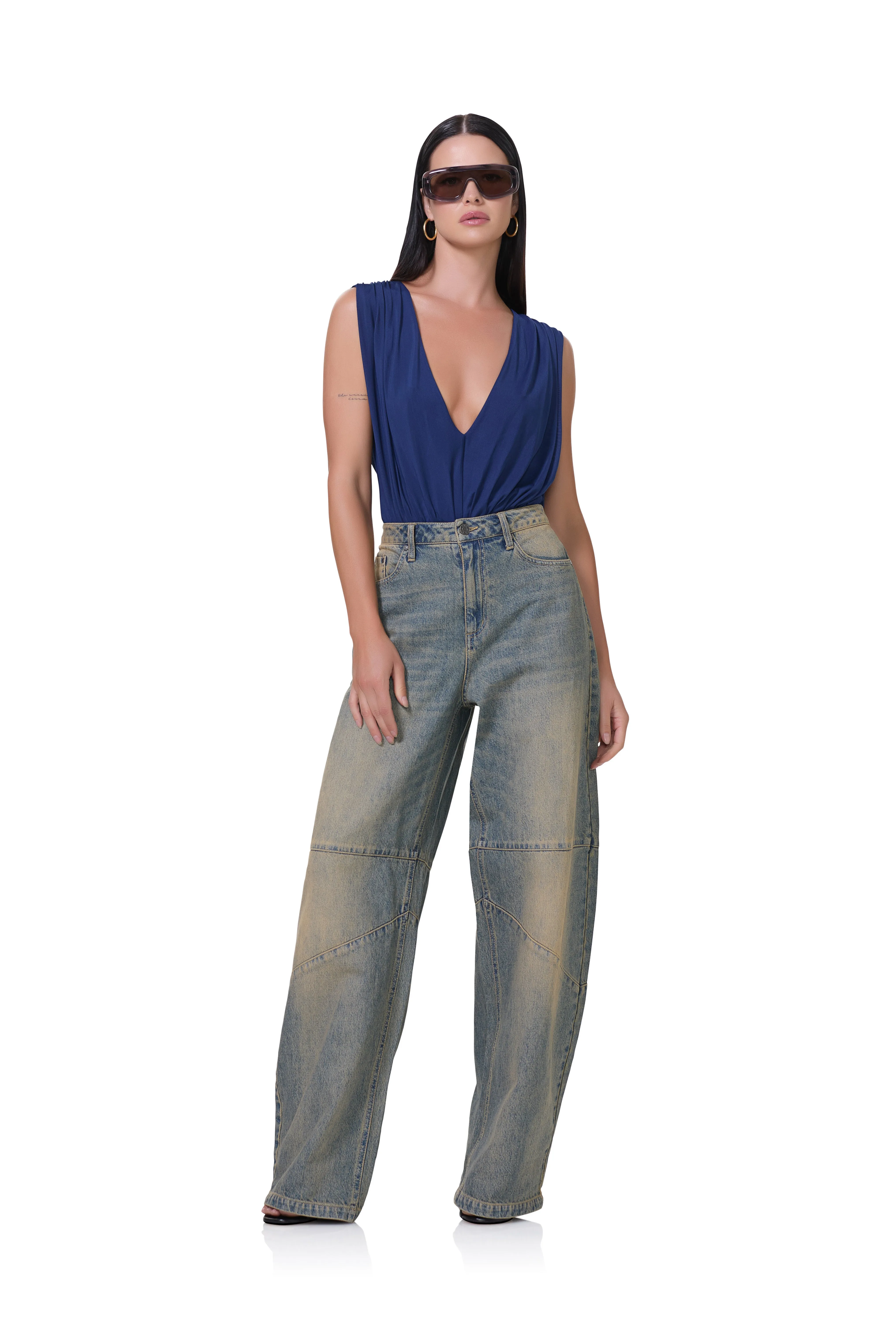 Aven Bodysuit - Bright Navy sold by AFRM