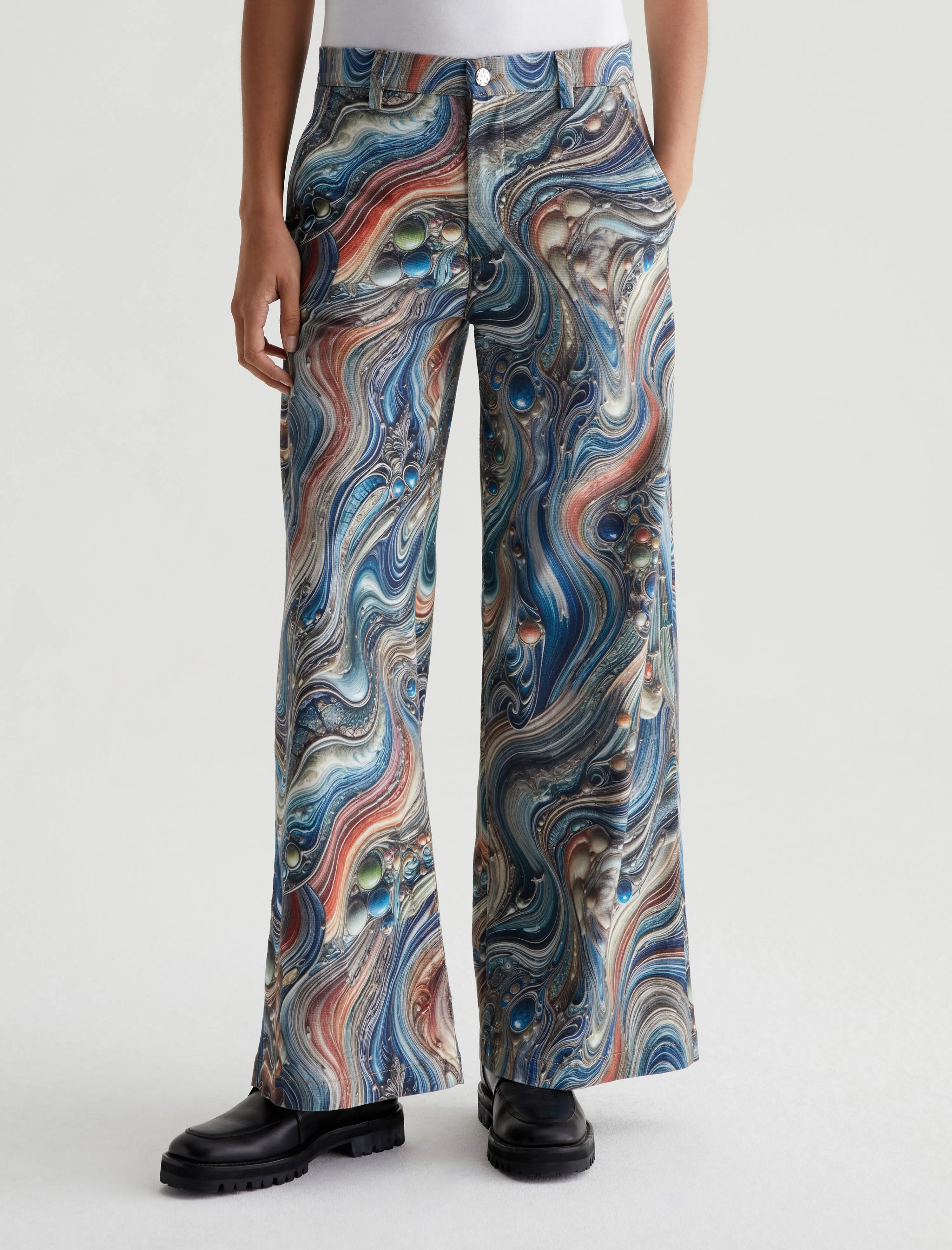 Caden Wide Leg and Silk Scarf in Bubble Wave sold by Adriano Goldschmied product image thumbnail 2