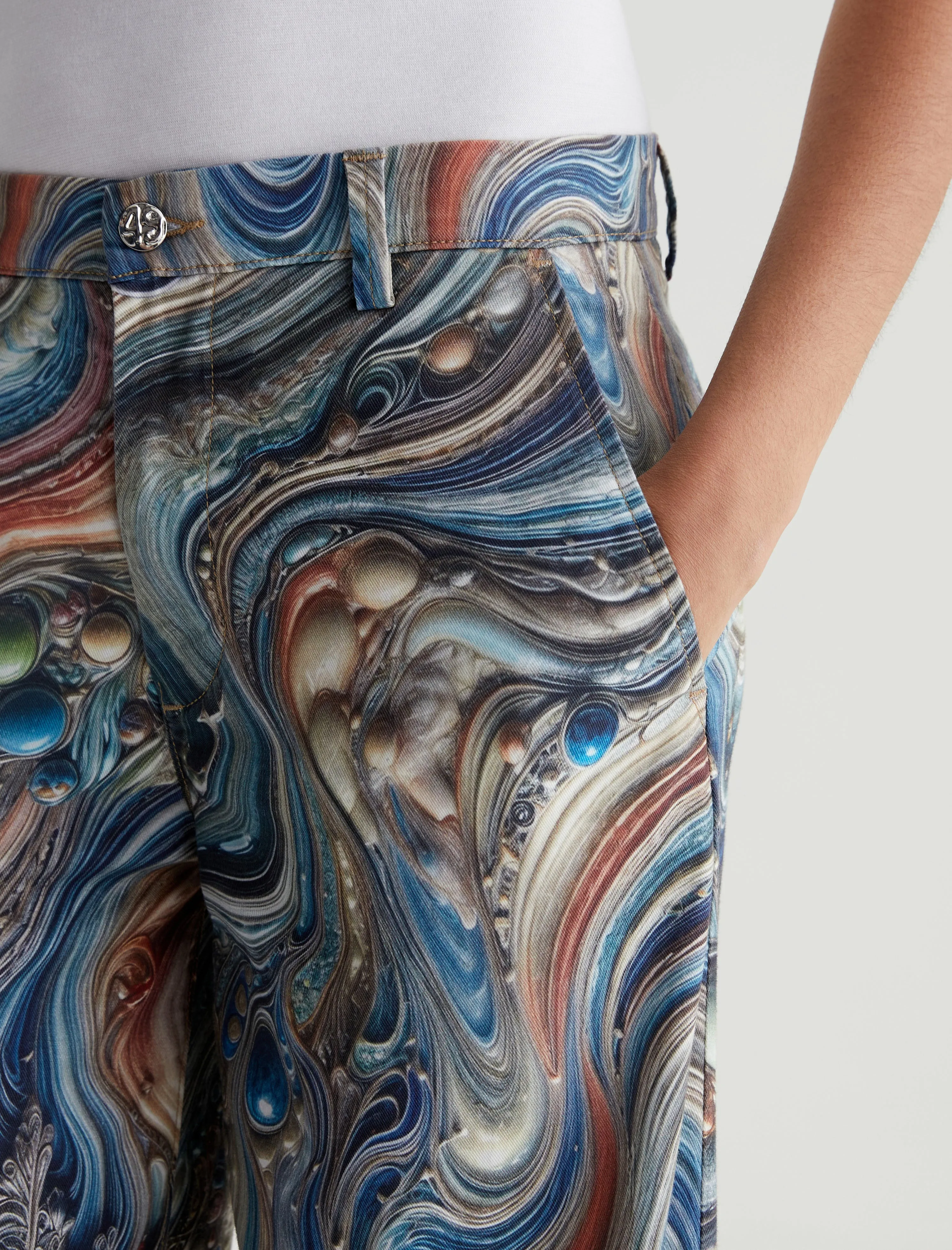 Caden Wide Leg and Silk Scarf in Bubble Wave sold by Adriano Goldschmied product image thumbnail 3