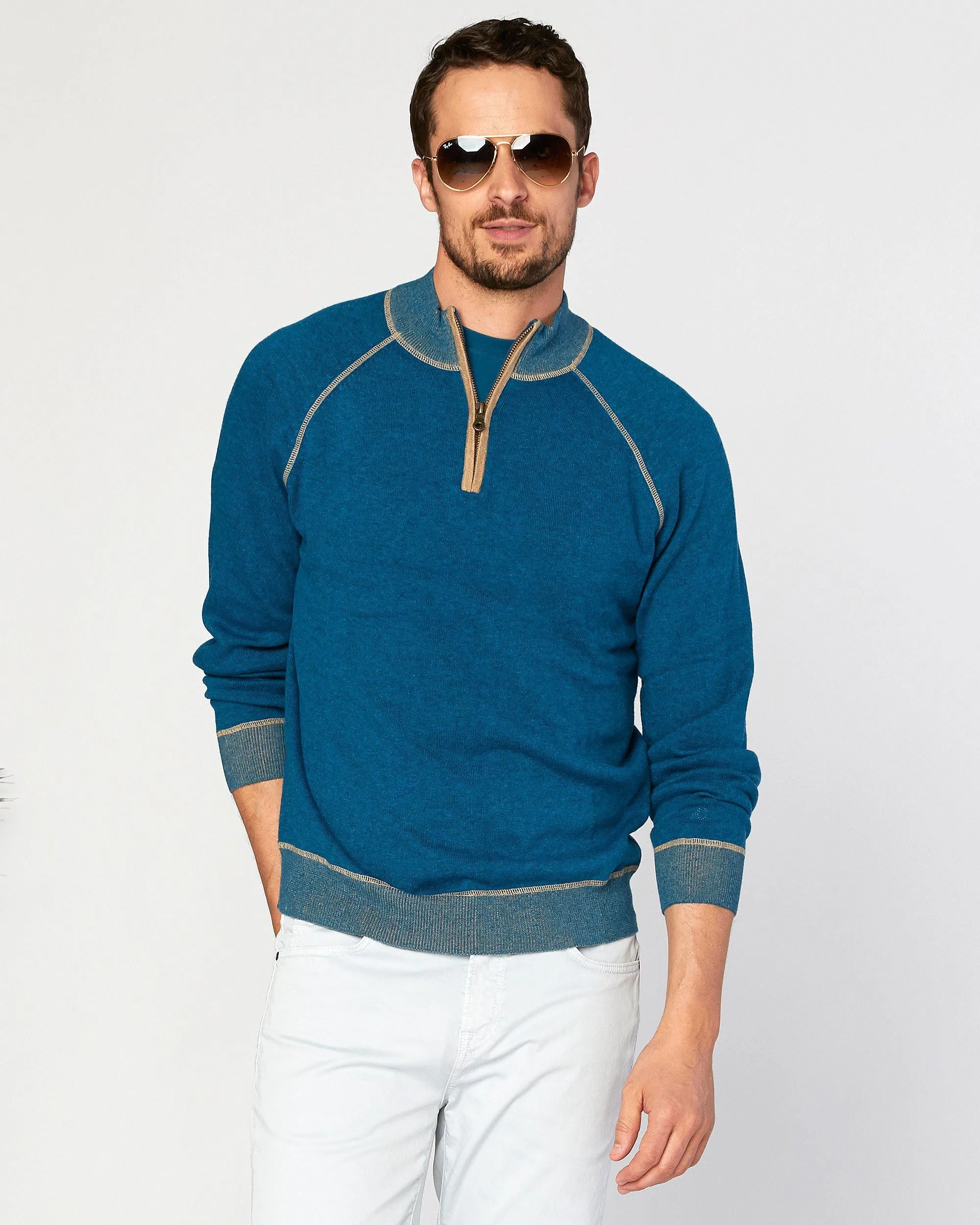 Victory At Sea Supima Zip Mock sold by Agave