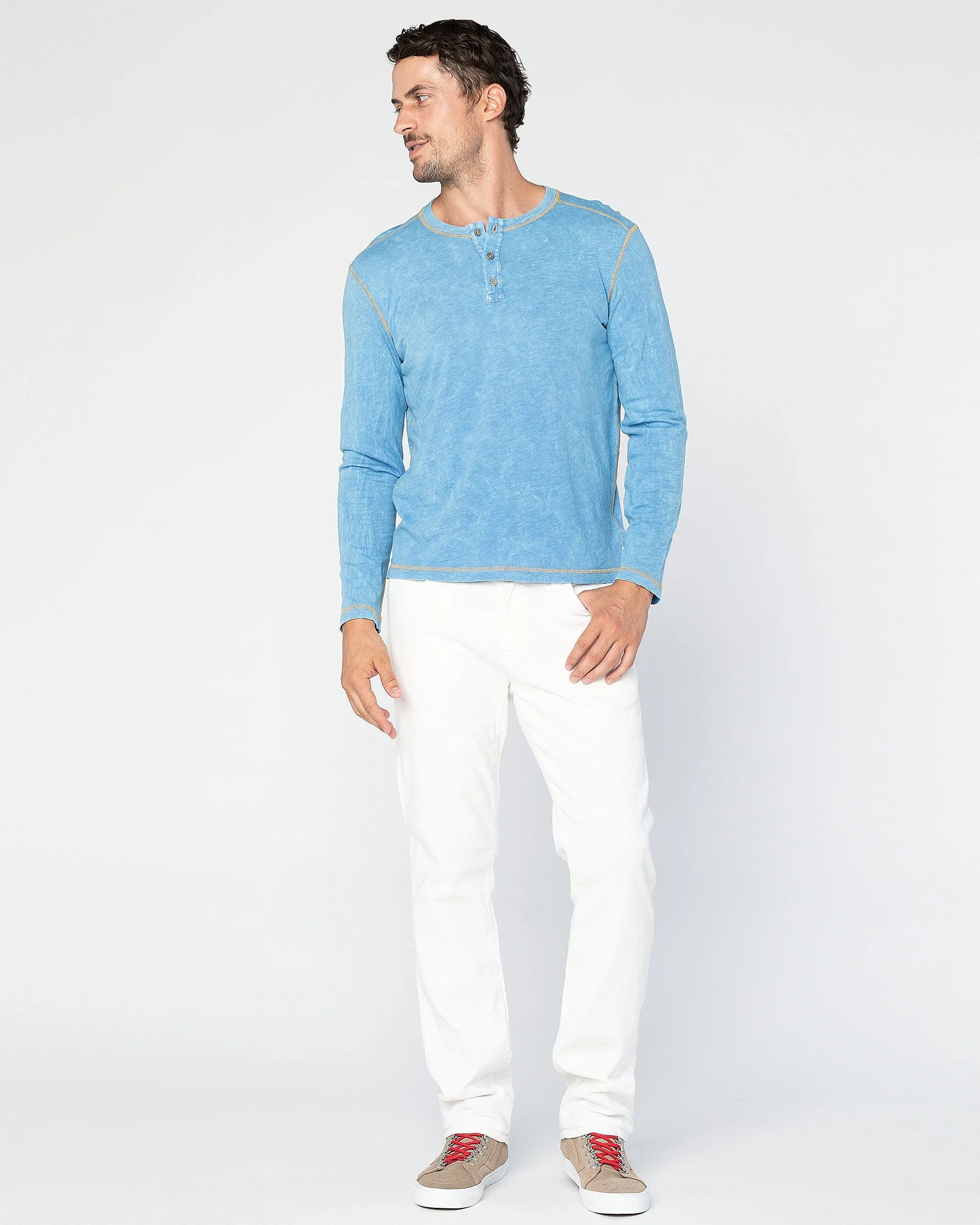 Freight Train Long Sleeve Henley sold by Agave product image thumbnail 4