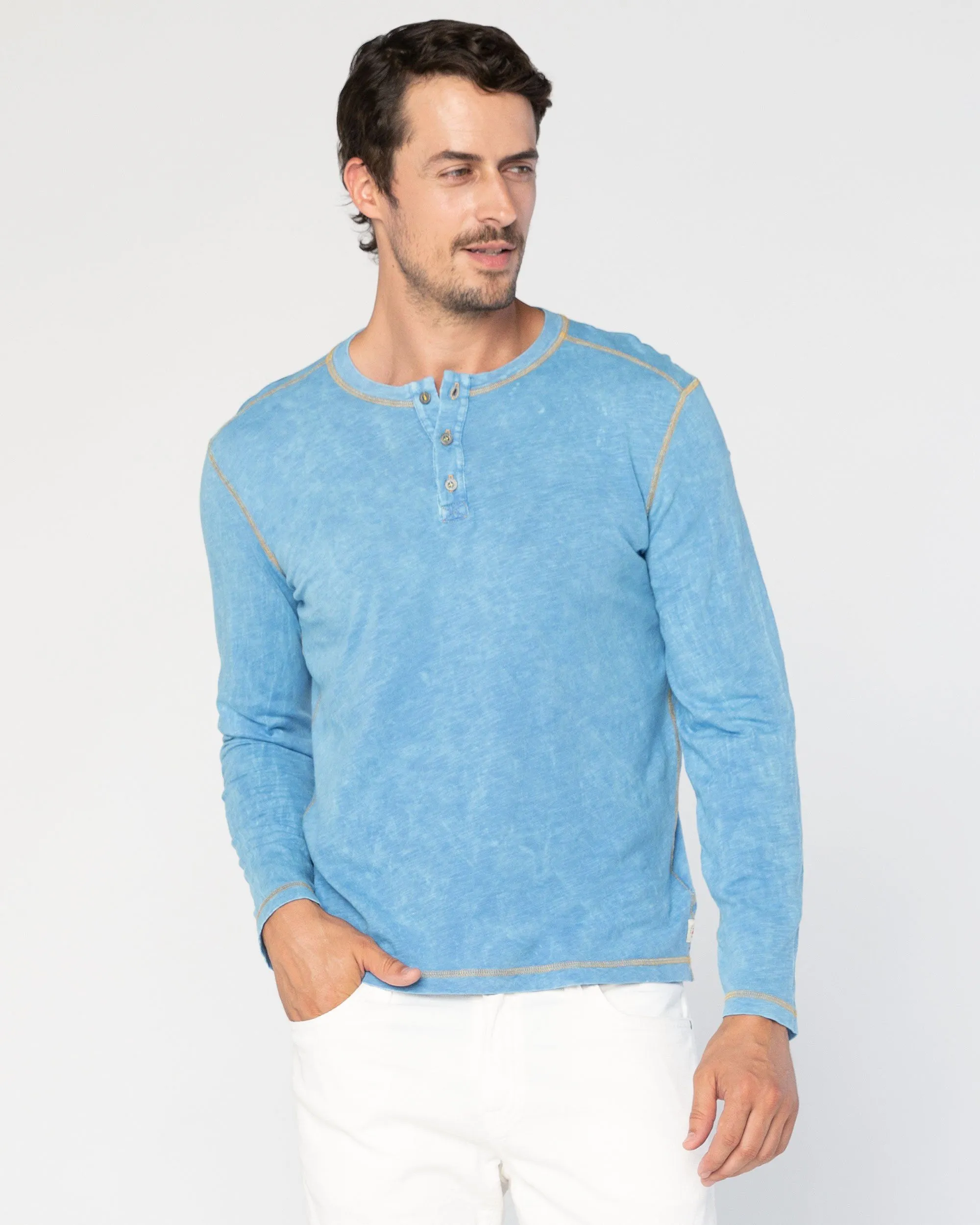 Freight Train Long Sleeve Henley sold by Agave