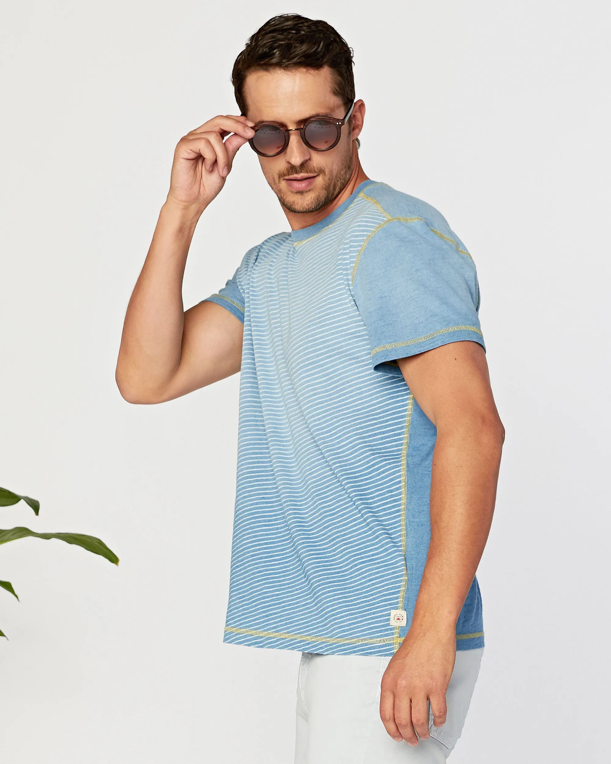 Bundoran Stripe Slub Indigo Jersey Crew sold by Agave product image thumbnail 2