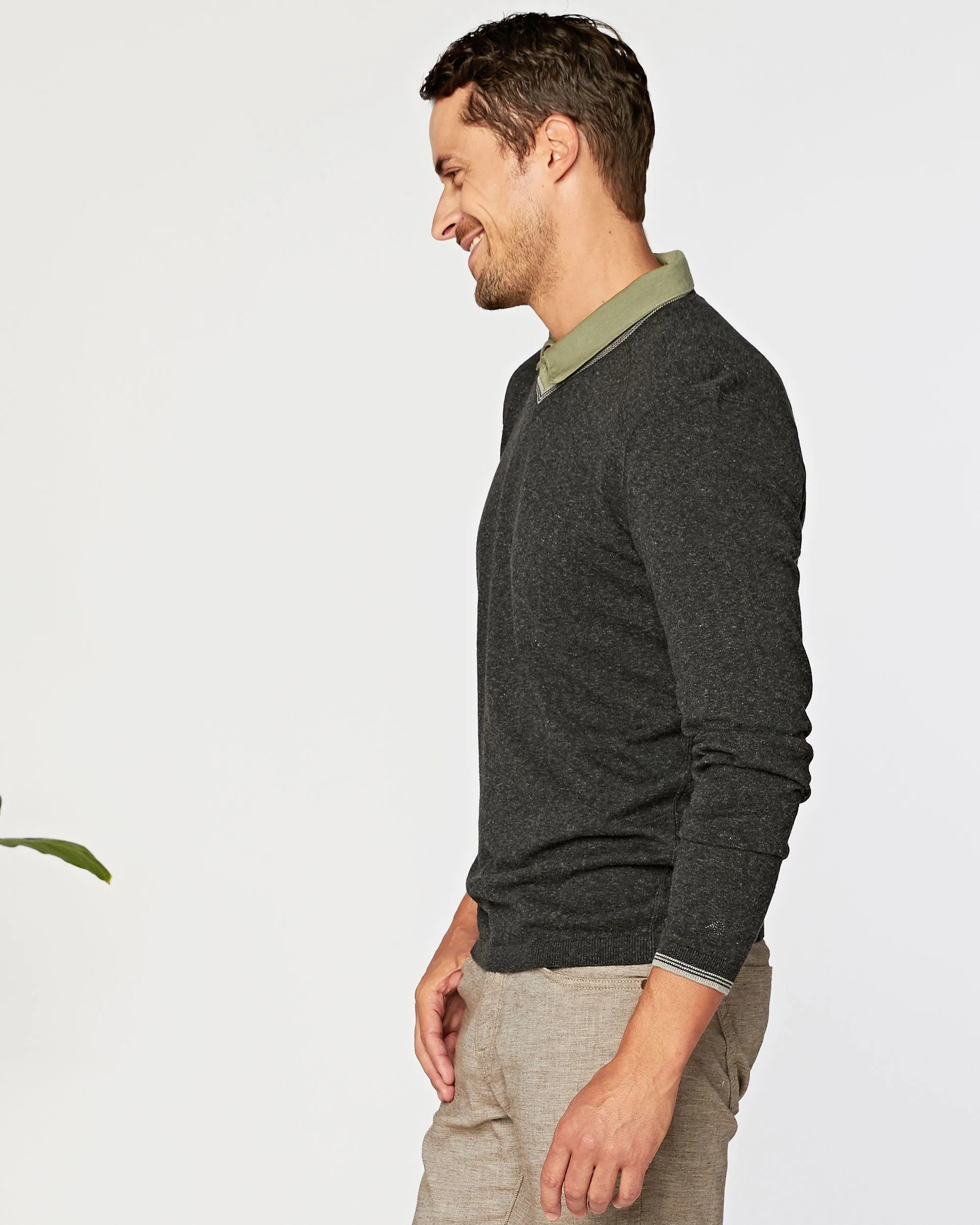 Fin Supima Long Sleeve Vee sold by Agave product image thumbnail 3