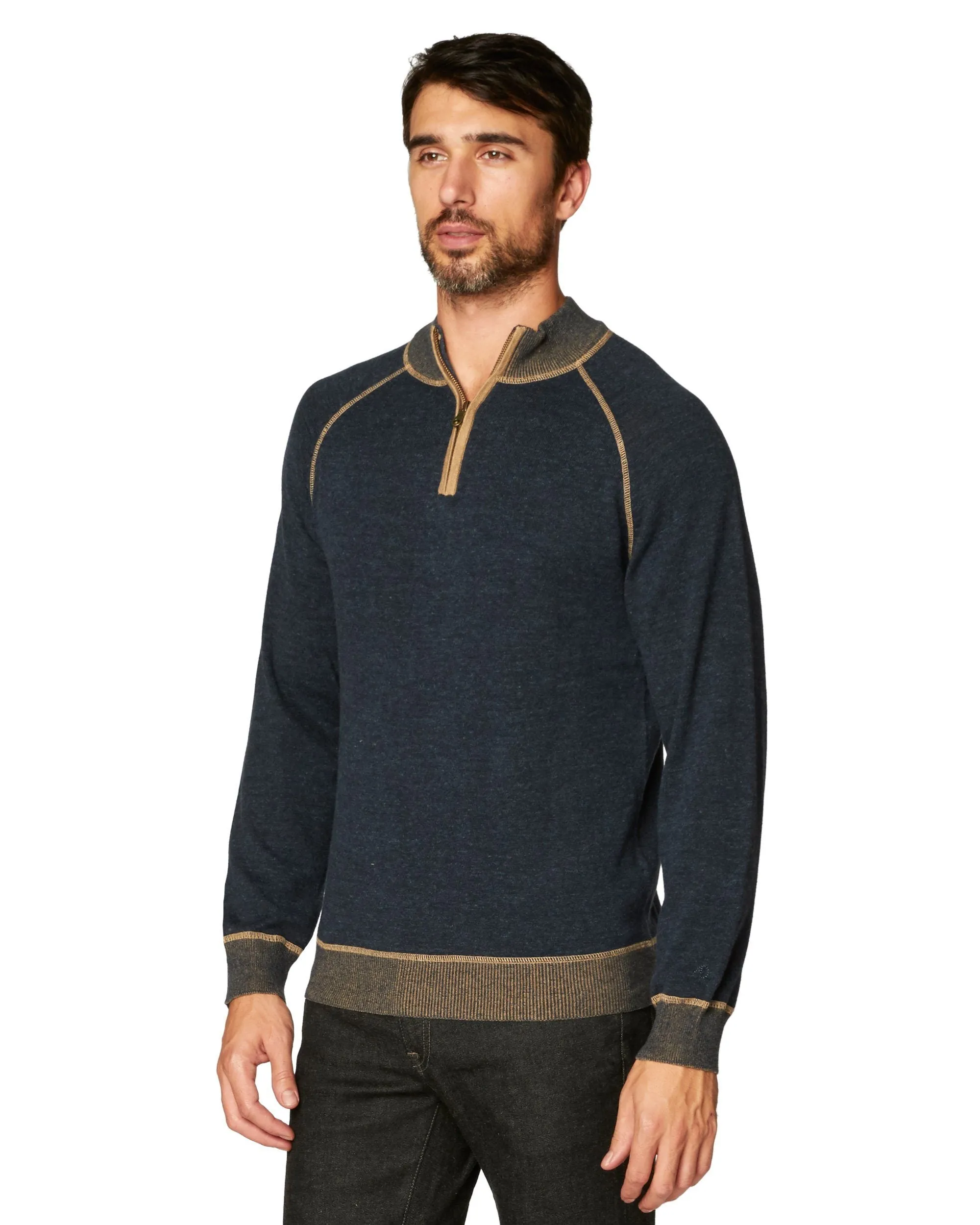 Victory At Sea Supima Zip Mock sold by Agave