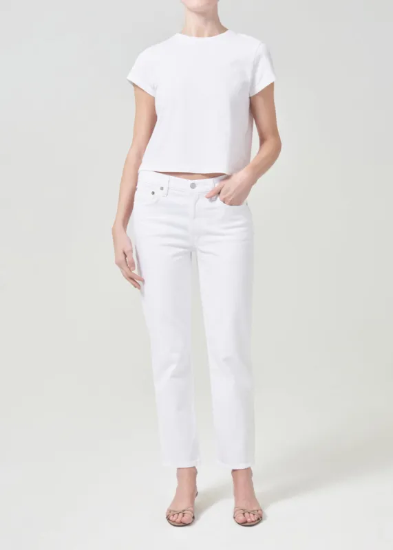 Kye Mid Rise Straight Crop (STRETCH) in Sour Cream sold by Agolde