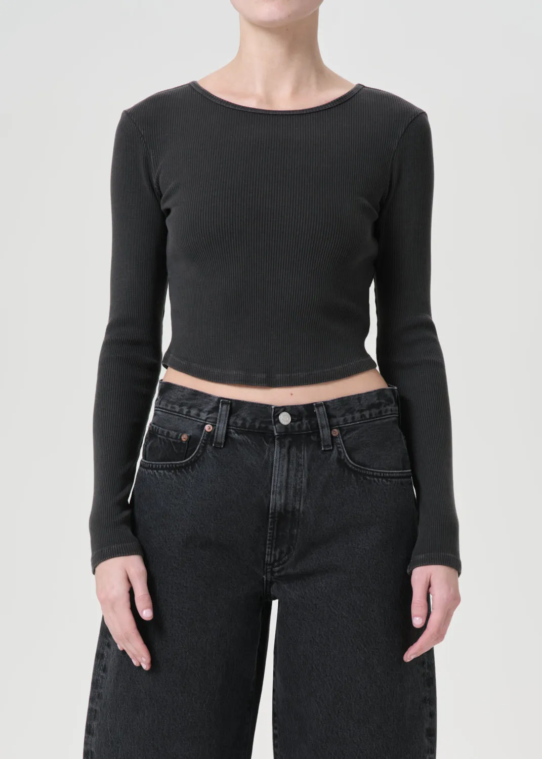 Nova Long Sleeve Tee in Marker sold by Agolde