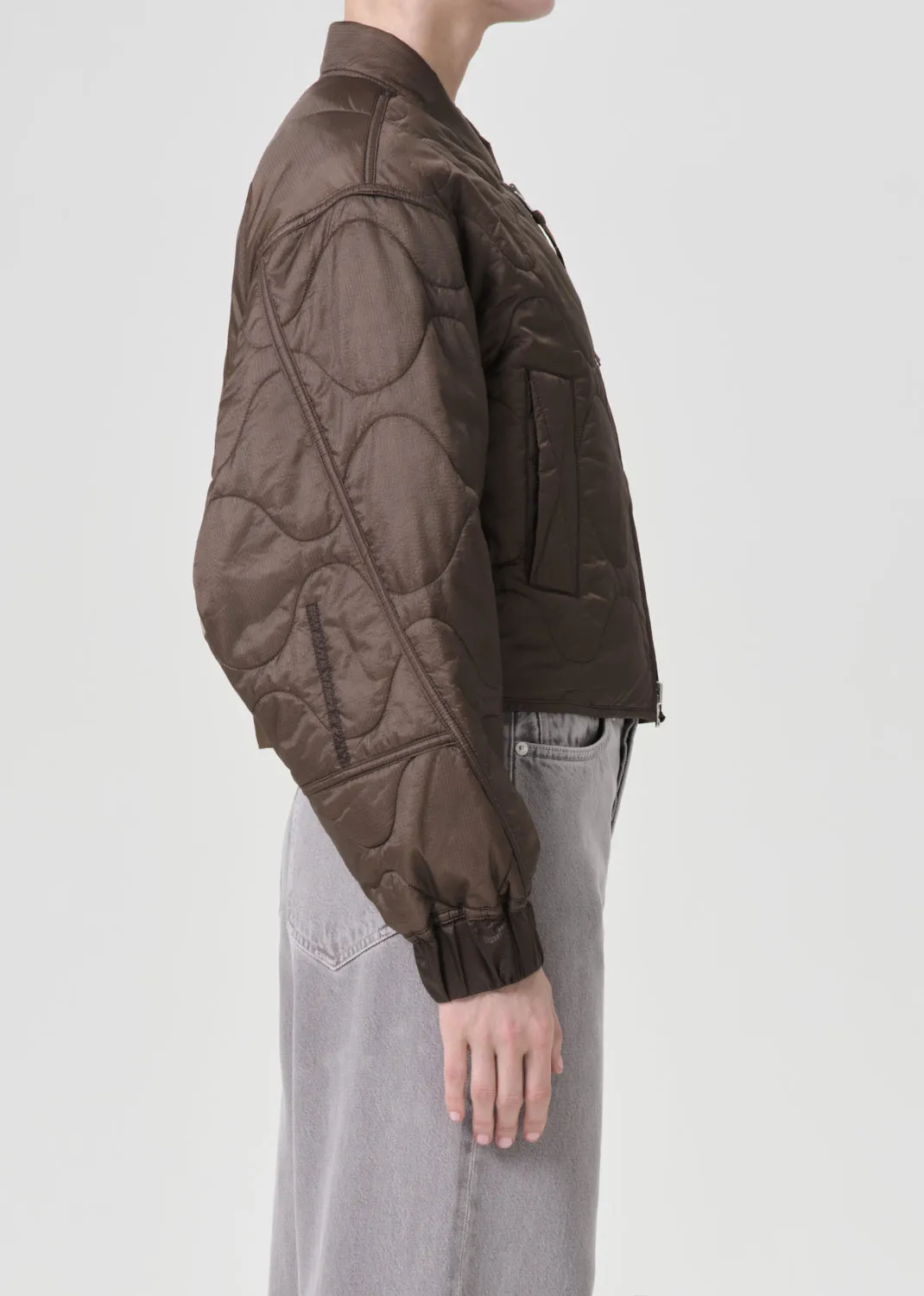 Iona Quilted Jacket in Taupe sold by Agolde product image thumbnail 3