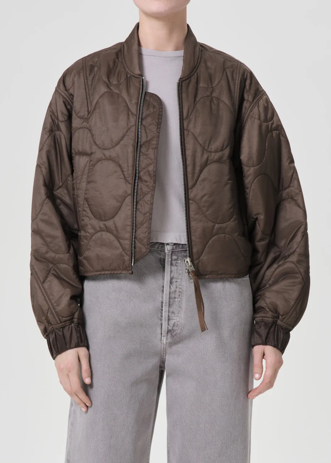 Iona Quilted Jacket in Taupe sold by Agolde
