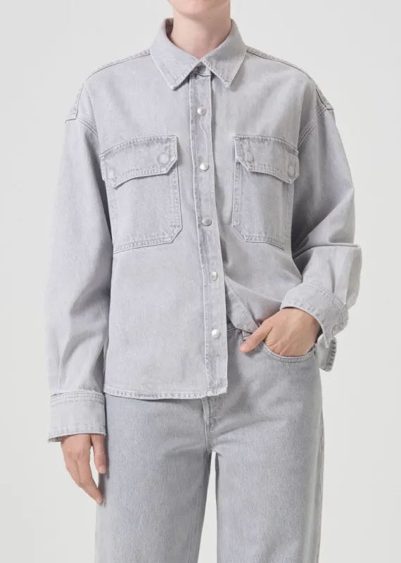 Gwen Slice Shirt in Rain sold by Agolde