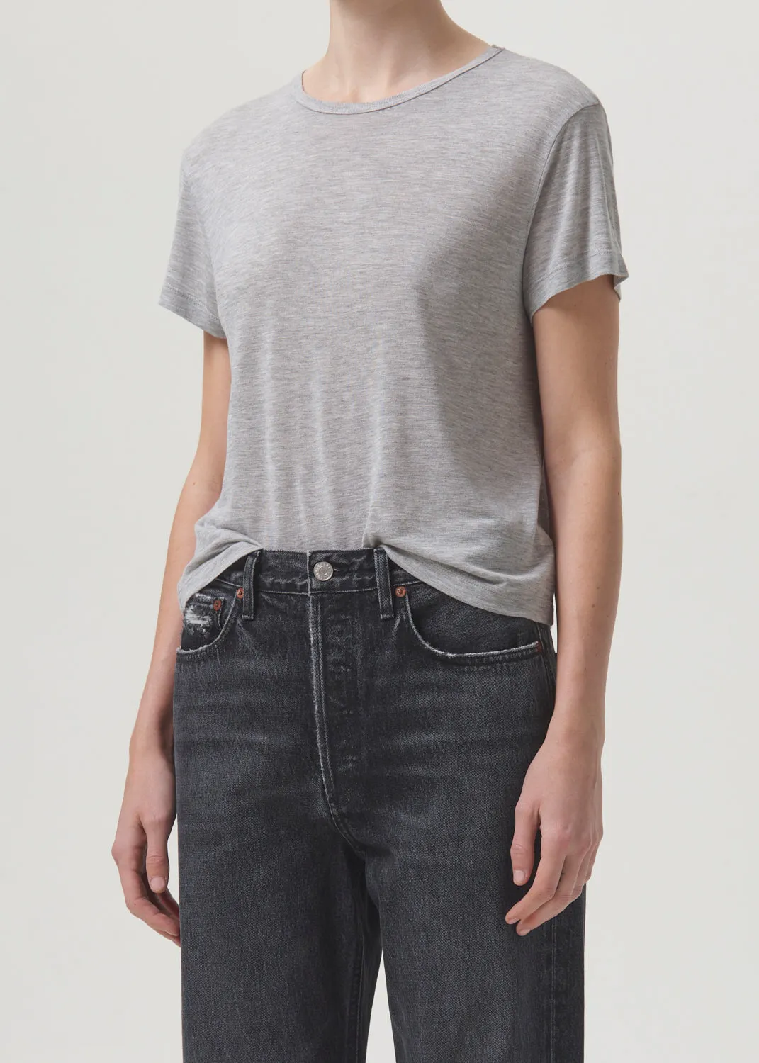 Drew Tee in Grey Heather sold by Agolde product image thumbnail 5