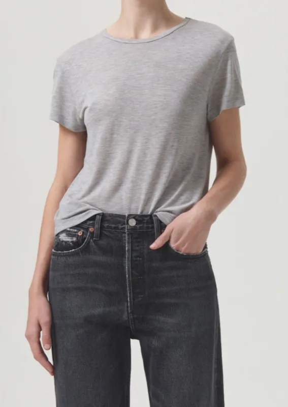 Drew Tee in Grey Heather sold by Agolde