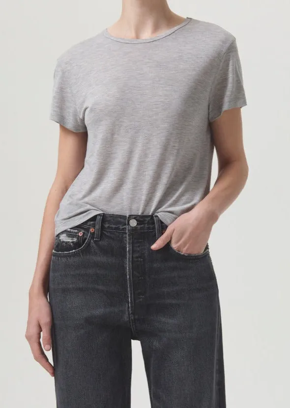 Drew Tee in Grey Heather sold by Agolde
