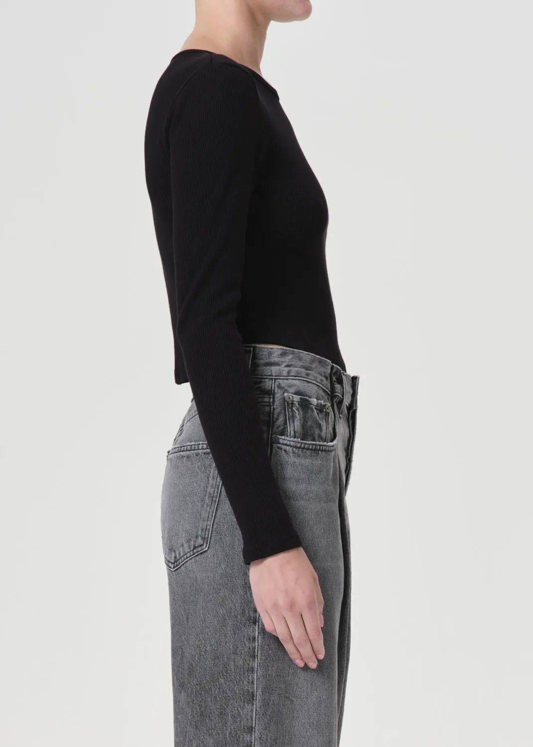 Nova Long Sleeve Tee in Americano sold by Agolde product image thumbnail 3