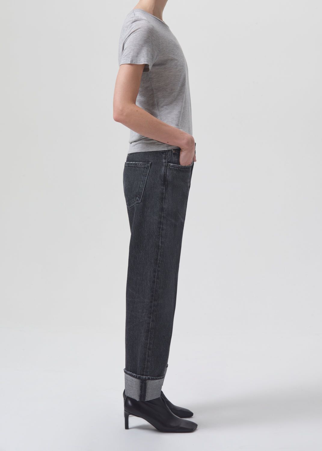 Annise Slim Tee in Grey Heather sold by Agolde product image thumbnail 3