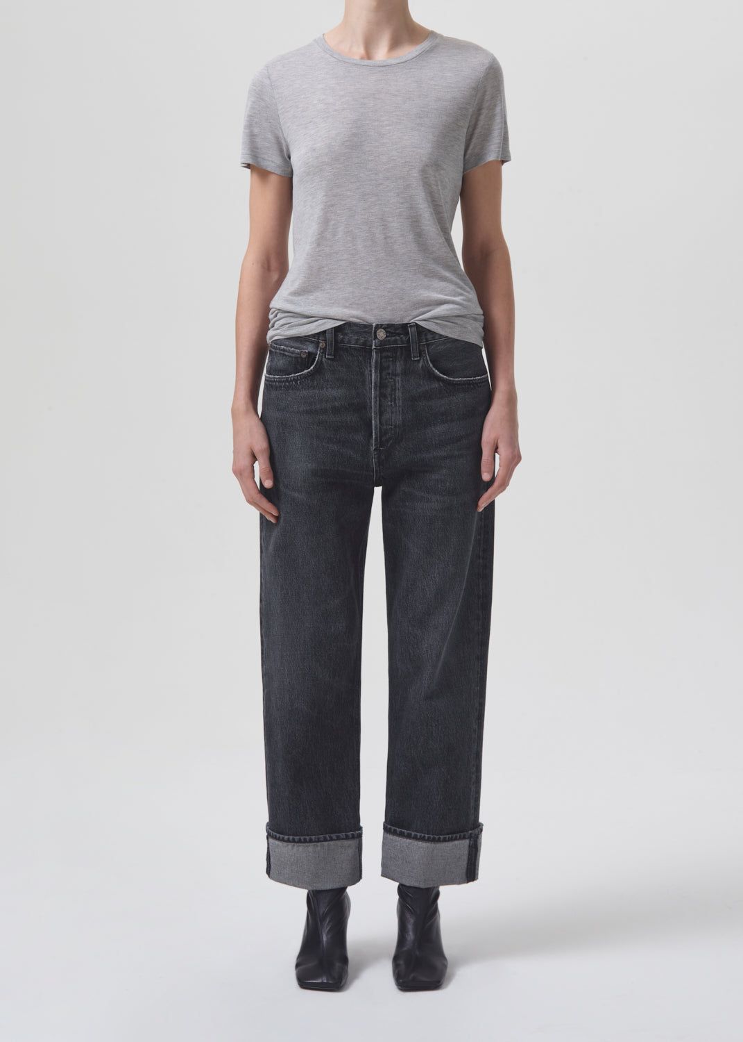 Annise Slim Tee in Grey Heather sold by Agolde
