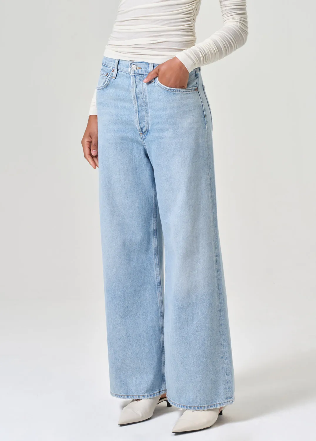 Dame High Rise Wide Leg No Cuff Petite in Conflict sold by Agolde product image thumbnail 5