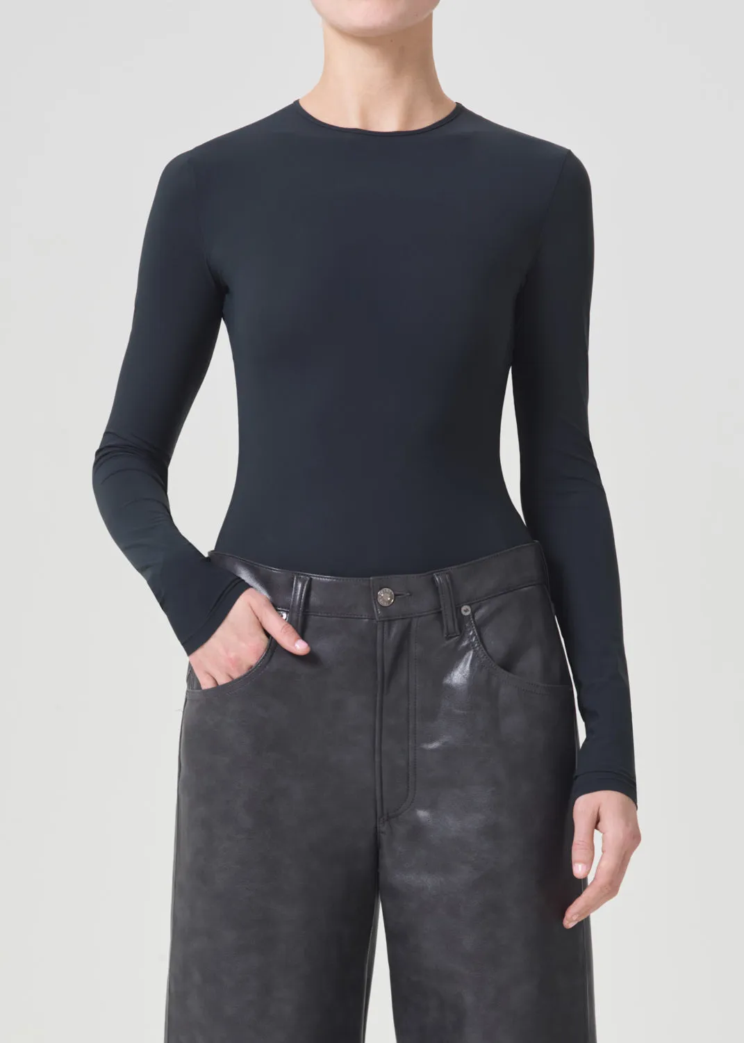 Aura Long Sleeve Bodysuit in Potion sold by Agolde