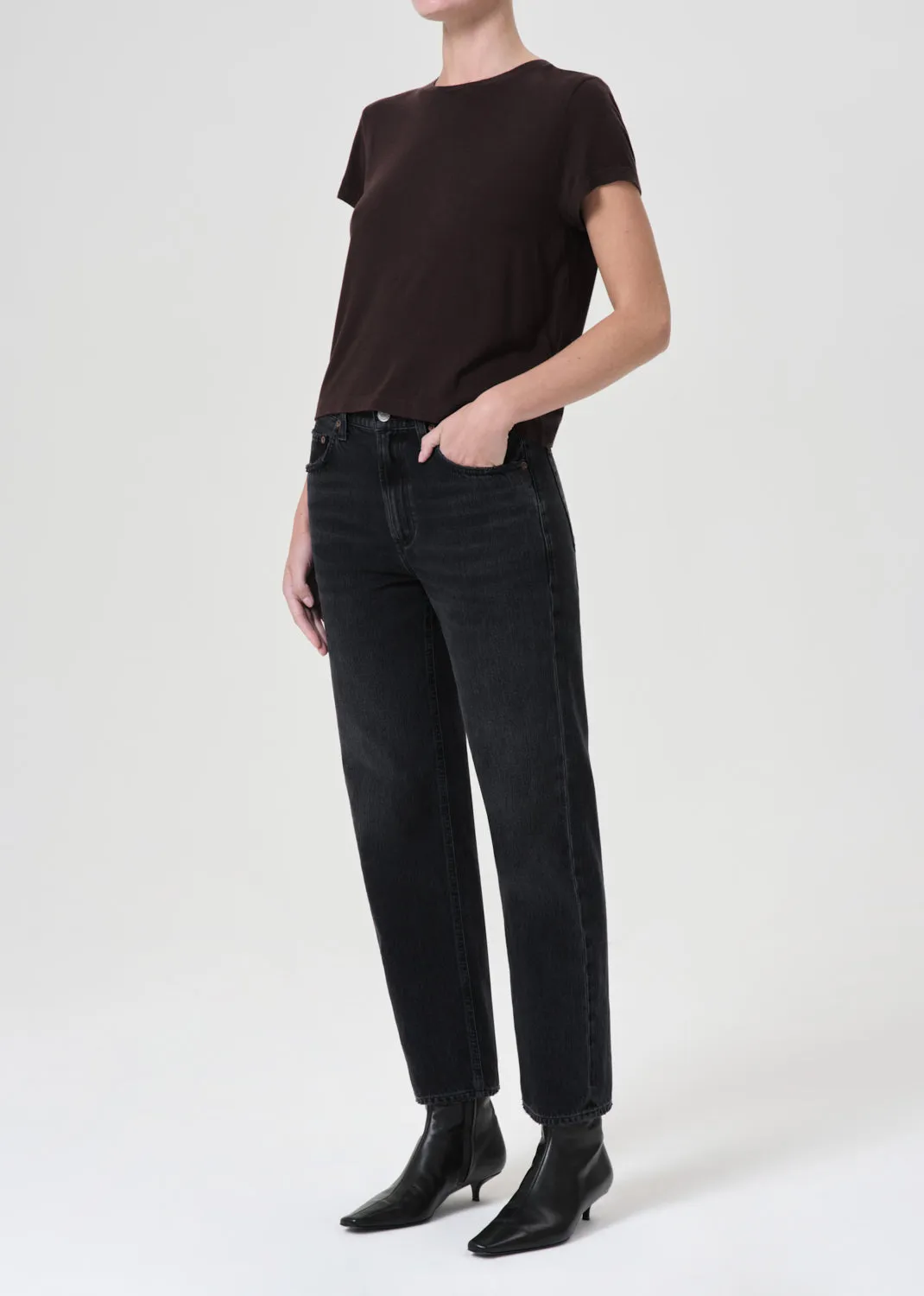 Adine Shrunken Tee in Americano Heather sold by Agolde product image thumbnail 5