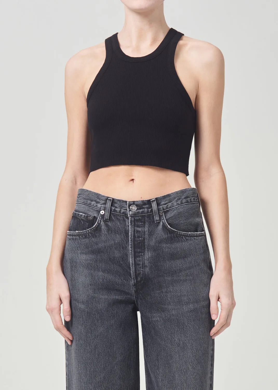 Cropped Bailey Tank in Black sold by Agolde