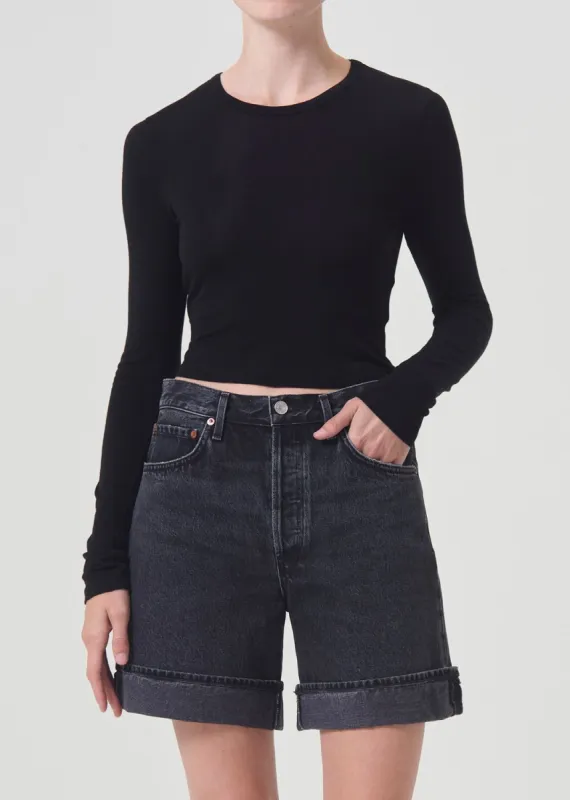 Reegan Shrunken Tee in Black sold by Agolde