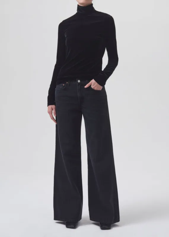 Pascale Velvet Turtleneck in Black sold by Agolde