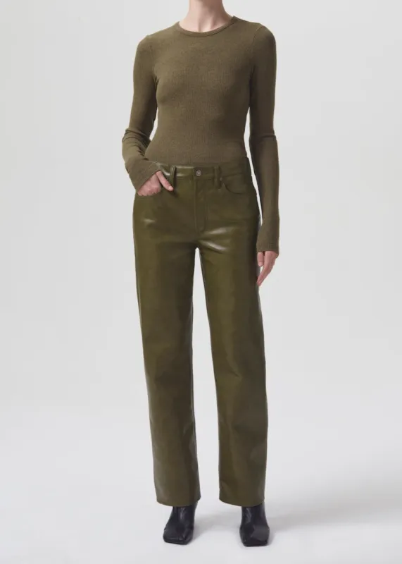 Sloane Mid Rise Straight in Grass sold by Agolde