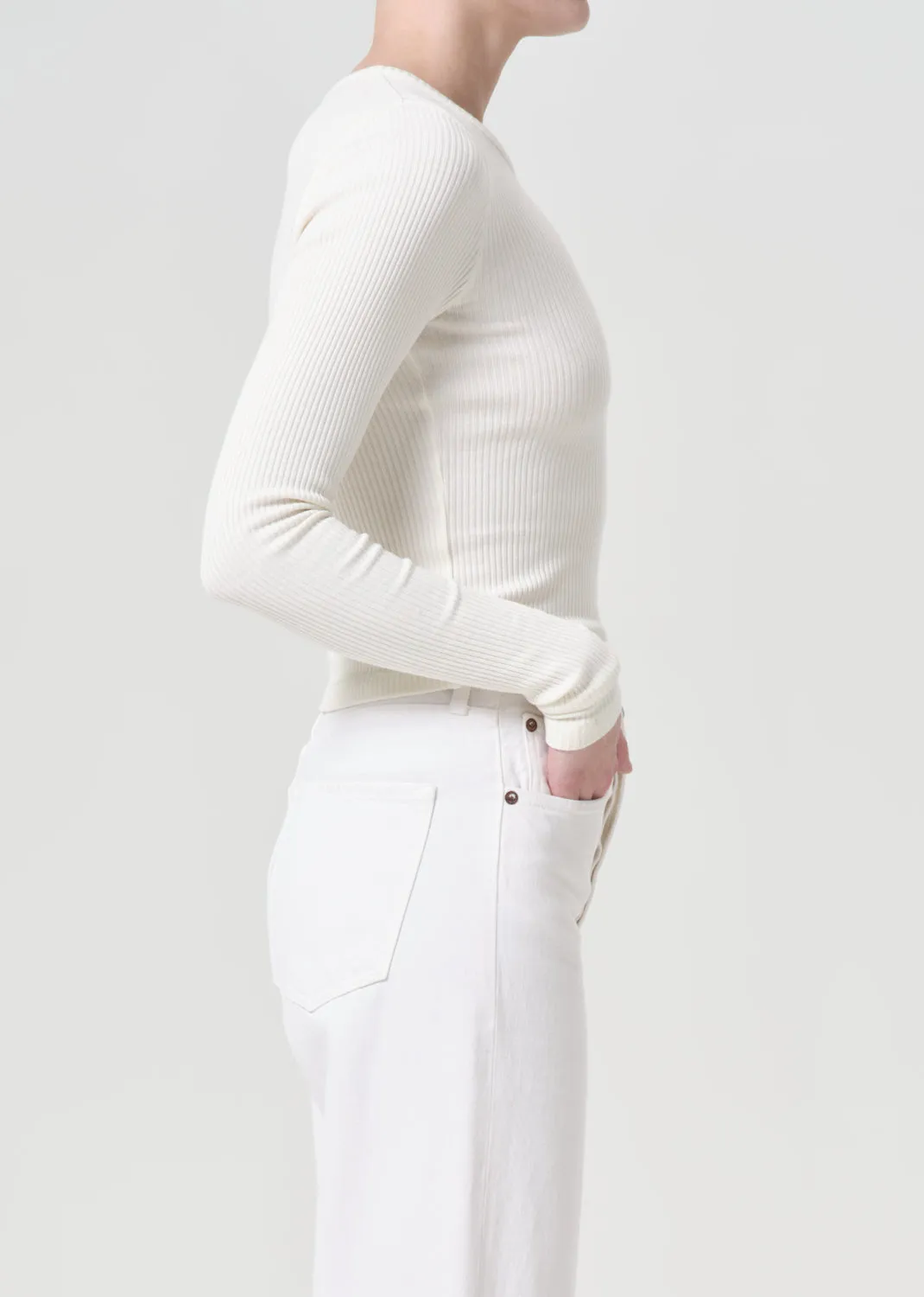 Alma Shrunken Crewneck in Oat Milk sold by Agolde product image thumbnail 3