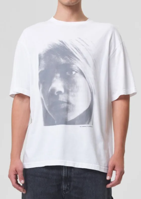 Sumner Tee (Kim) in White Metal sold by Agolde