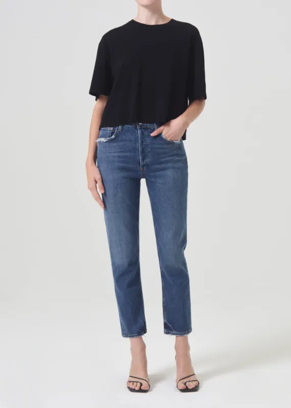 Riley High Rise Straight Crop (Stretch) in Pose sold by Agolde