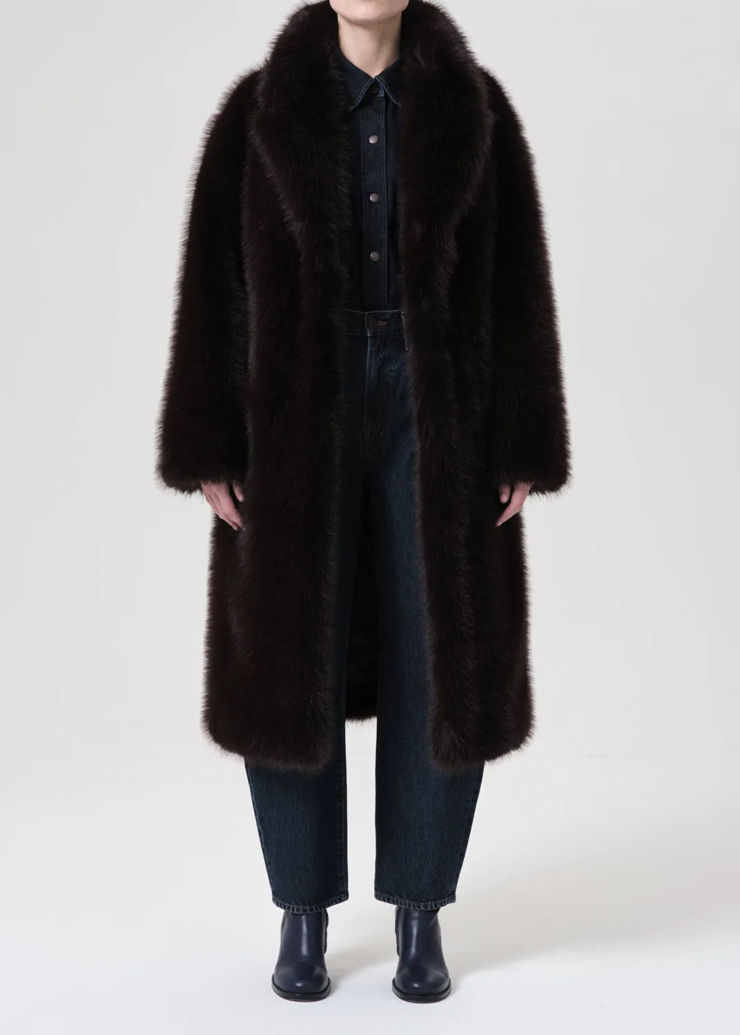 Shoreditch Ski Club x AGOLDE Ebony Shearling Coat in Infusion sold by Agolde product image thumbnail 2