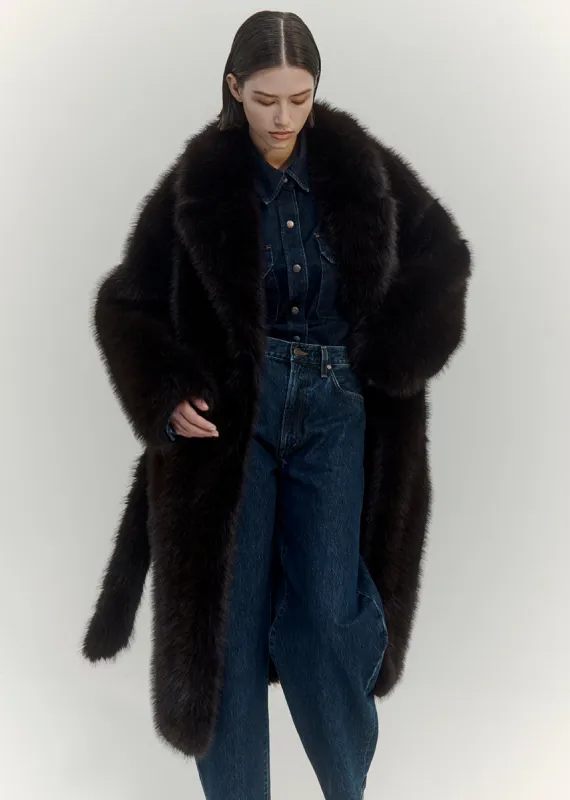 Shoreditch Ski Club x AGOLDE Ebony Shearling Coat in Infusion sold by Agolde