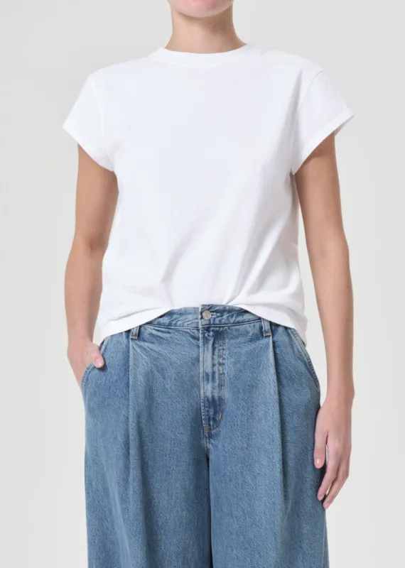 Bryce Cap Sleeve Tee in White sold by Agolde