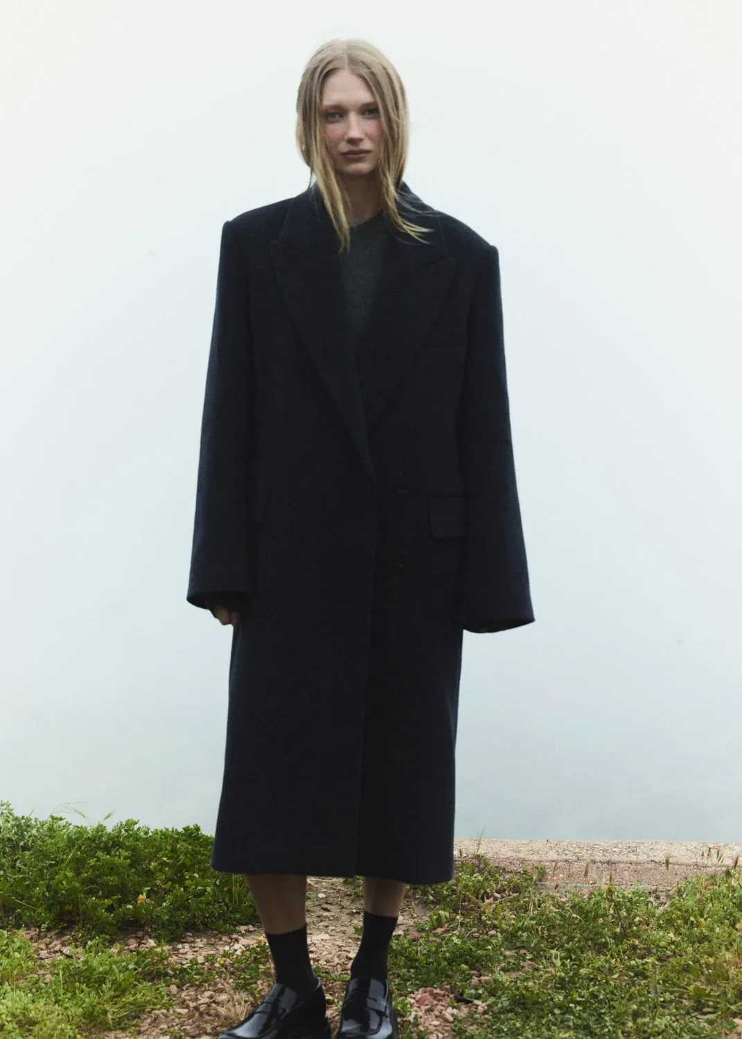 Shoreditch Ski Club x AGOLDE Ria Coat in Blue Note Heather sold by Agolde